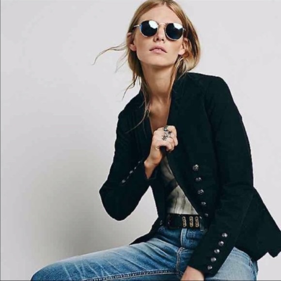 Free People Military Inspired Black Blazer Large - Picture 2 of 16